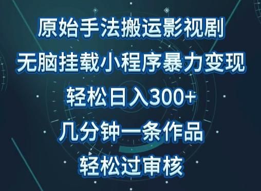 原始手法影视搬运，无脑搬运影视剧，单日收入300+，操作简单，几分钟生成一条视频，轻松过审核【揭秘】-南友云赚