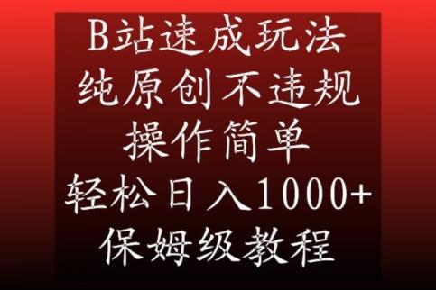 B站速成玩法，纯原创不违规，操作简单，轻松日入1000+，保姆级教程【揭秘】-南友云赚