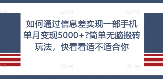 如何通过信息差实现一部手机单月变现5000+?简单无脑搬砖玩法，快看看适不适合你【揭秘】-南友云赚