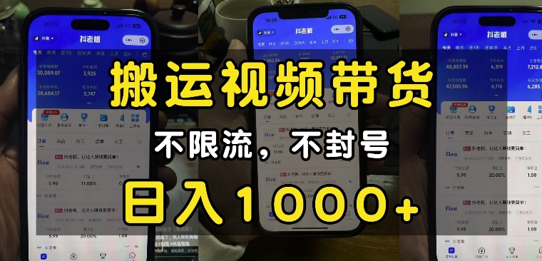 “小白必看”搬运视频带货玩法，不限流，不封号，纯自然流，日入1k-南友云赚
