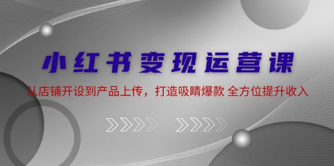 小红书变现运营课：从店铺开设到产品上传，打造吸睛爆款 全方位提升收入-南友云赚