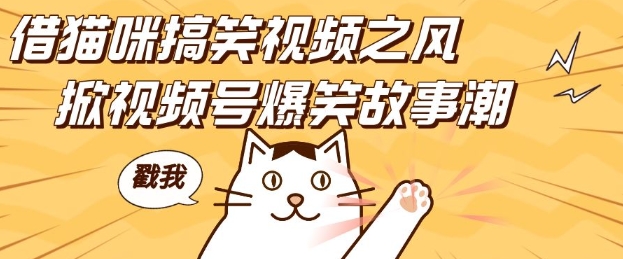 借猫咪搞笑视频之风，掀视频号爆笑故事潮，轻松日入四位数，无门槛快速入门!-南友云赚