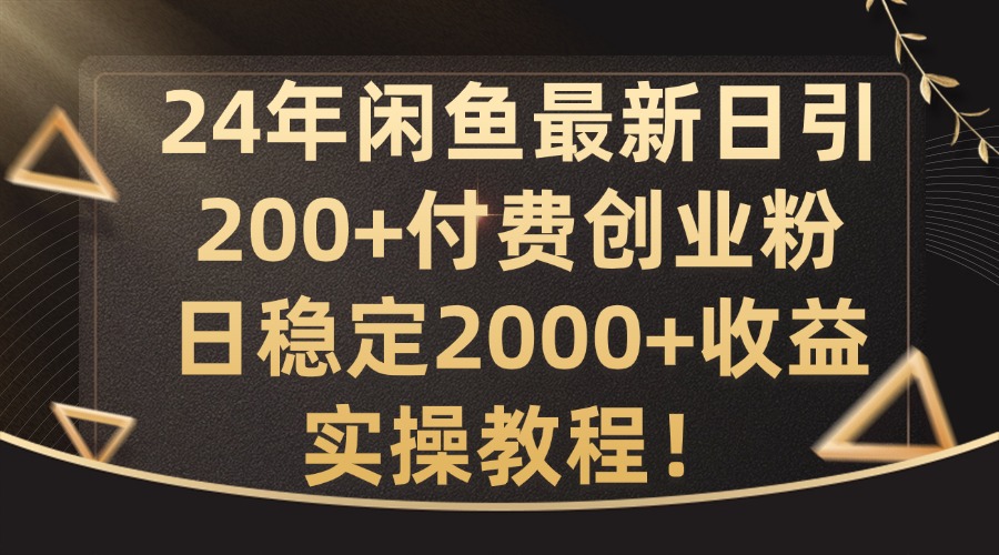 24年闲鱼最新日引200+付费创业粉日稳2000+收益，实操教程【揭秘】-南友云赚