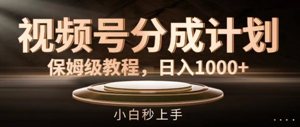 视频号分成计划保姆级教程，日入1K，小白秒上手【揭秘】-南友云赚
