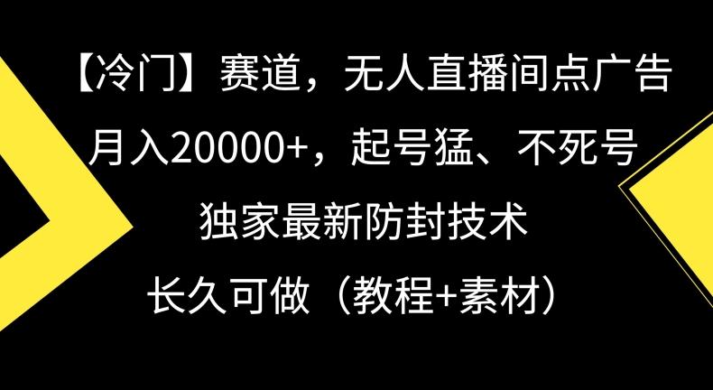 冷门赛道，无人直播间点广告，月入20000+，起号猛、不死号，独家最新防封技术【揭秘】-南友云赚