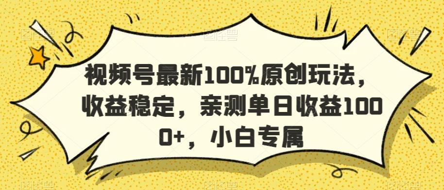 视频号最新100%原创玩法，收益稳定，亲测单日收益1000+，小白专属【揭秘】-南友云赚