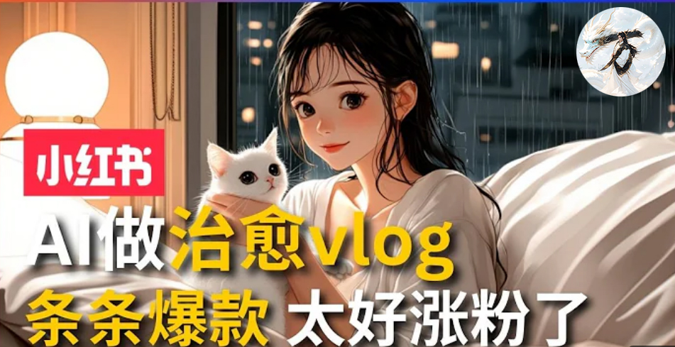 AI治愈系vlog动画视频，小红书1个月轻松涨粉破万，商单报价1500+日入2000+-南友云赚