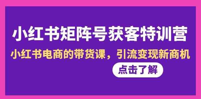 小红书矩阵号获客特训营-第10期，小红书电商的带货课，引流变现新商机-南友云赚