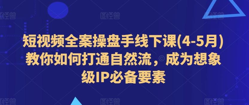 短视频全案操盘手线下课(4-5月)教你如何打通自然流，成为想象级IP必备要素-南友云赚