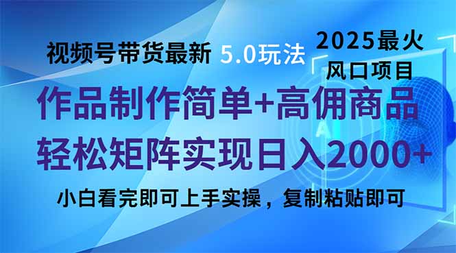 视频号带货最新5.0玩法，作品制作简单，当天起号，复制粘贴，轻松矩阵…-南友云赚