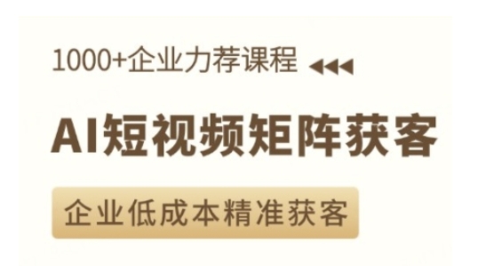 AI短视频矩阵获客实操课，企业低成本精准获客-南友云赚