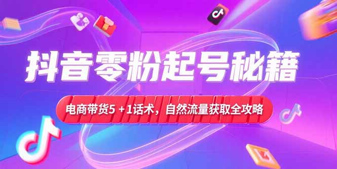 抖音零粉起号秘籍，电商带货5+1话术，自然流量获取实操流程-南友云赚