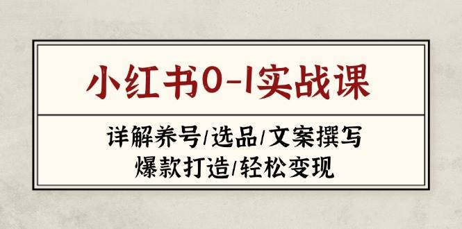 小红书0-1实战课(2023-2025)，详解养号/选品/文案撰写/爆款打造/轻松变现-南友云赚