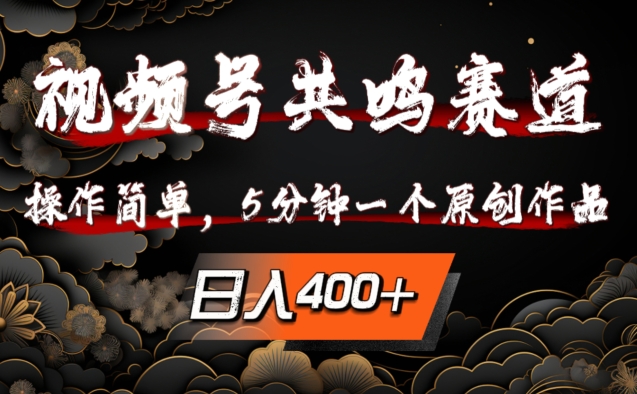 视频号共鸣赛道，操作简单，5分钟1个原创作品，日入几张【揭秘】-南友云赚