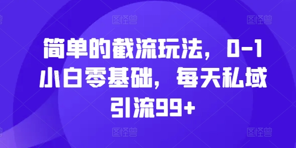 简单的截流玩法，0-1小白零基础，每天私域引流99+【揭秘】-南友云赚