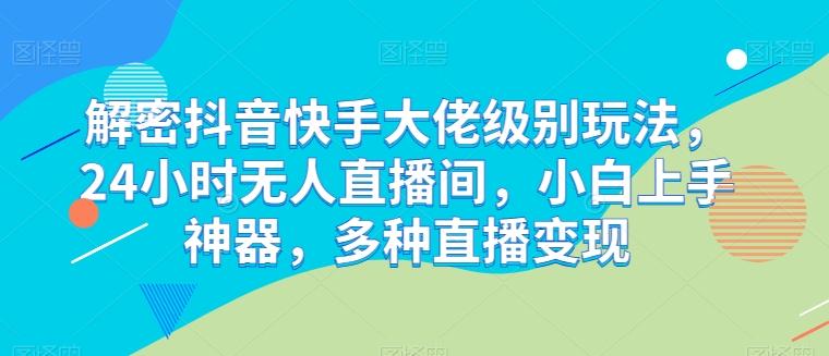 解密抖音快手大佬级别玩法，24小时无人直播间，小白上手神器，多种直播变现【揭秘】-南友云赚