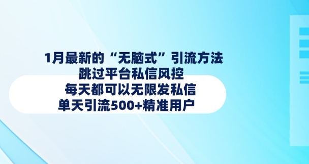 1月最新的无脑式引流方法，跳过平台私信风控，每天都可以无限发私信，单天引流500+精准用户-南友云赚