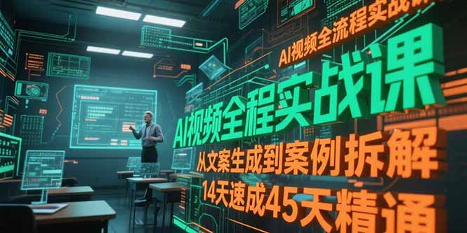 AI视频全流程实战课，从文案生成到案例拆解，14天速成45天精通-南友云赚