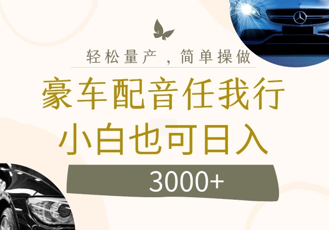 不为人知的暴力小项目，豪车配音，日入几张【揭秘】-南友云赚