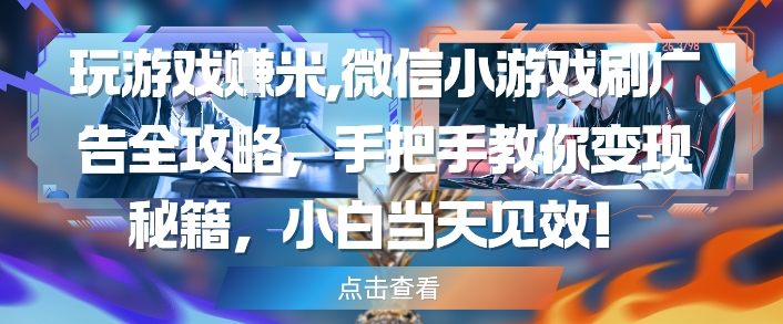 玩游戏挣米，微信小游戏刷广告全攻略，手把手教你变现秘籍，小白当天见效-南友云赚