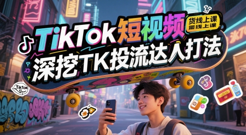 TikTok短视频带货线上课，深挖TK投流达人打法-南友云赚