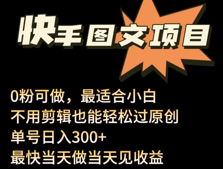 24年最新快手图文带货项目，零粉可做，不用剪辑轻松过原创单号轻松日入300+【揭秘】-南友云赚