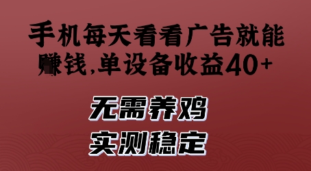 手机每天看看广告就能挣钱，单设备收益40+，无需养鸡，实测稳定【揭秘】-南友云赚