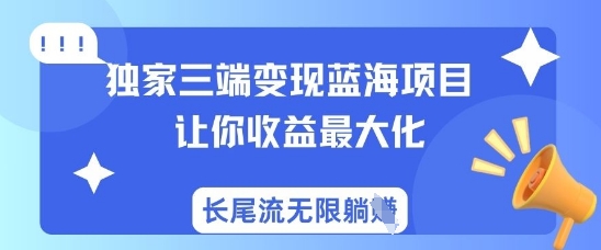 独家三端变现蓝海项目，让你收益最大化，长尾流无限躺挣-南友云赚