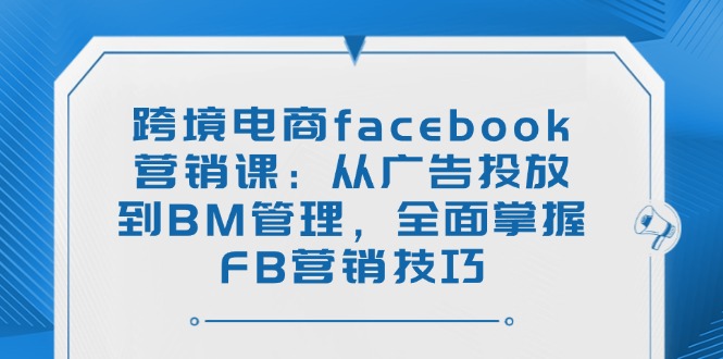 跨境电商facebook营销课：从广告投放到BM管理，全面掌握FB营销技巧-南友云赚