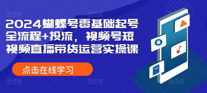 2024蝴蝶号零基础起号全流程+投流，视频号短视频直播带货运营实操课-南友云赚