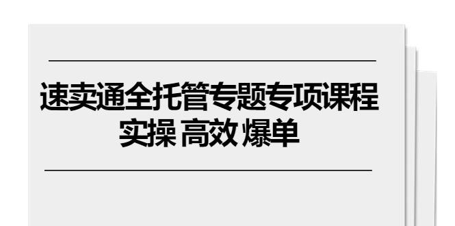 速卖通 全托管专题专项课程，实操 高效 爆单(11节课-南友云赚