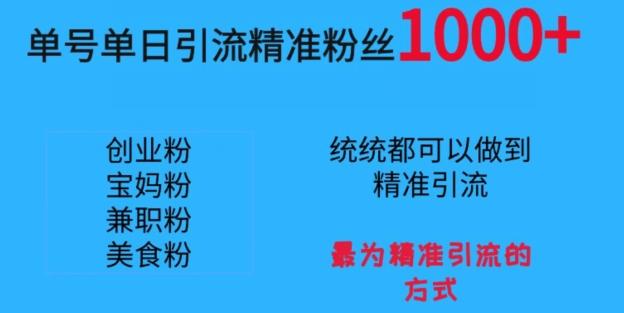 单号单日引流精准粉丝1000+，最为精准引流的方式-南友云赚