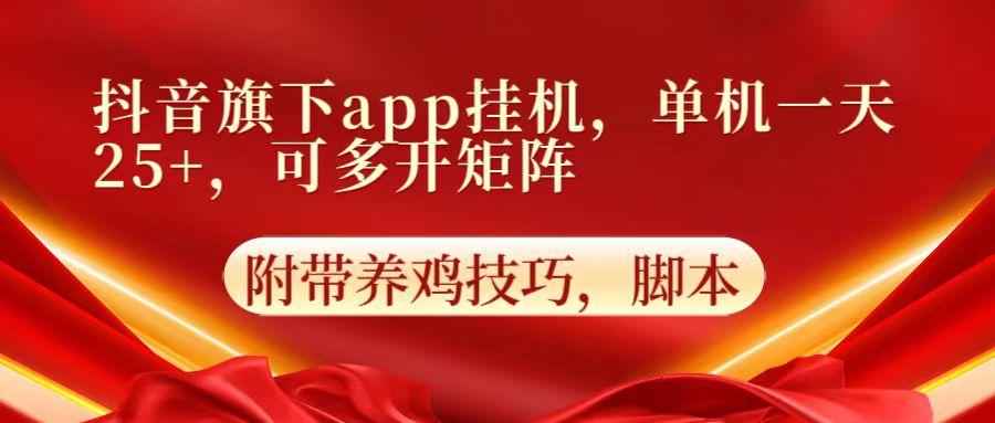 抖音旗下app自动挂机，单机一天收益25+，可多开矩阵-南友云赚
