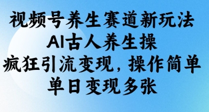 视频号养生赛道新玩法，AI古人养生操，疯狂引流变现，操作简单，单日变现多张-南友云赚