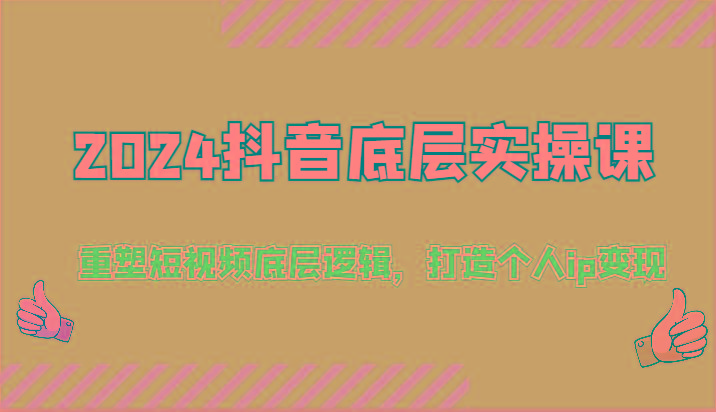 2024抖音底层实操课：重塑短视频底层逻辑，打造个人ip变现(52节)-南友云赚