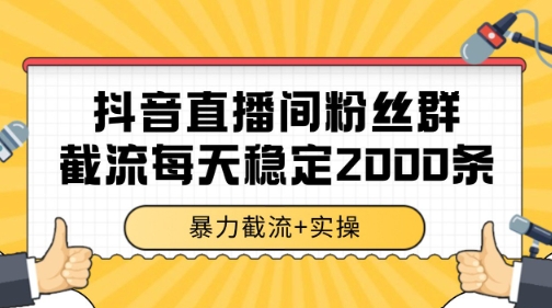 抖音直播间粉丝群暴力截流，一台电脑每天稳定2000条数据【揭秘】-南友云赚