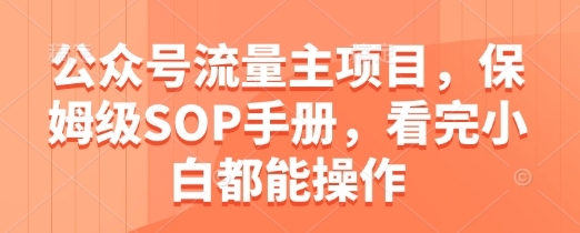 公众号流量主项目，保姆级SOP手册，看完小白都能操作-南友云赚