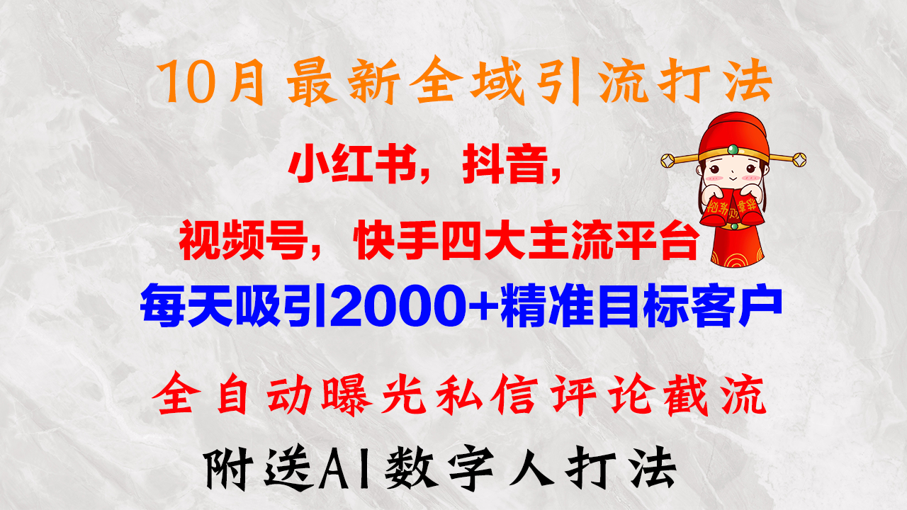 10月最新小红书，抖音，视频号，快手四大平台全域引流，，每天吸引2000…-南友云赚