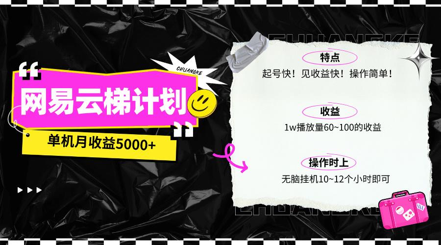 (10063期)最新网易云梯计划网页版，单机月收益5000+！可放大操作-南友云赚