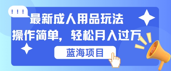 最新成人用品项目玩法，操作简单，动动手，轻松日入几张【揭秘】-南友云赚