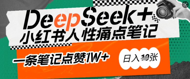 AI赋能小红书爆款秘籍：用DeepSeek轻松抓人性痛点，小白也能写出点赞破万的吸金笔记，日入多张-南友云赚