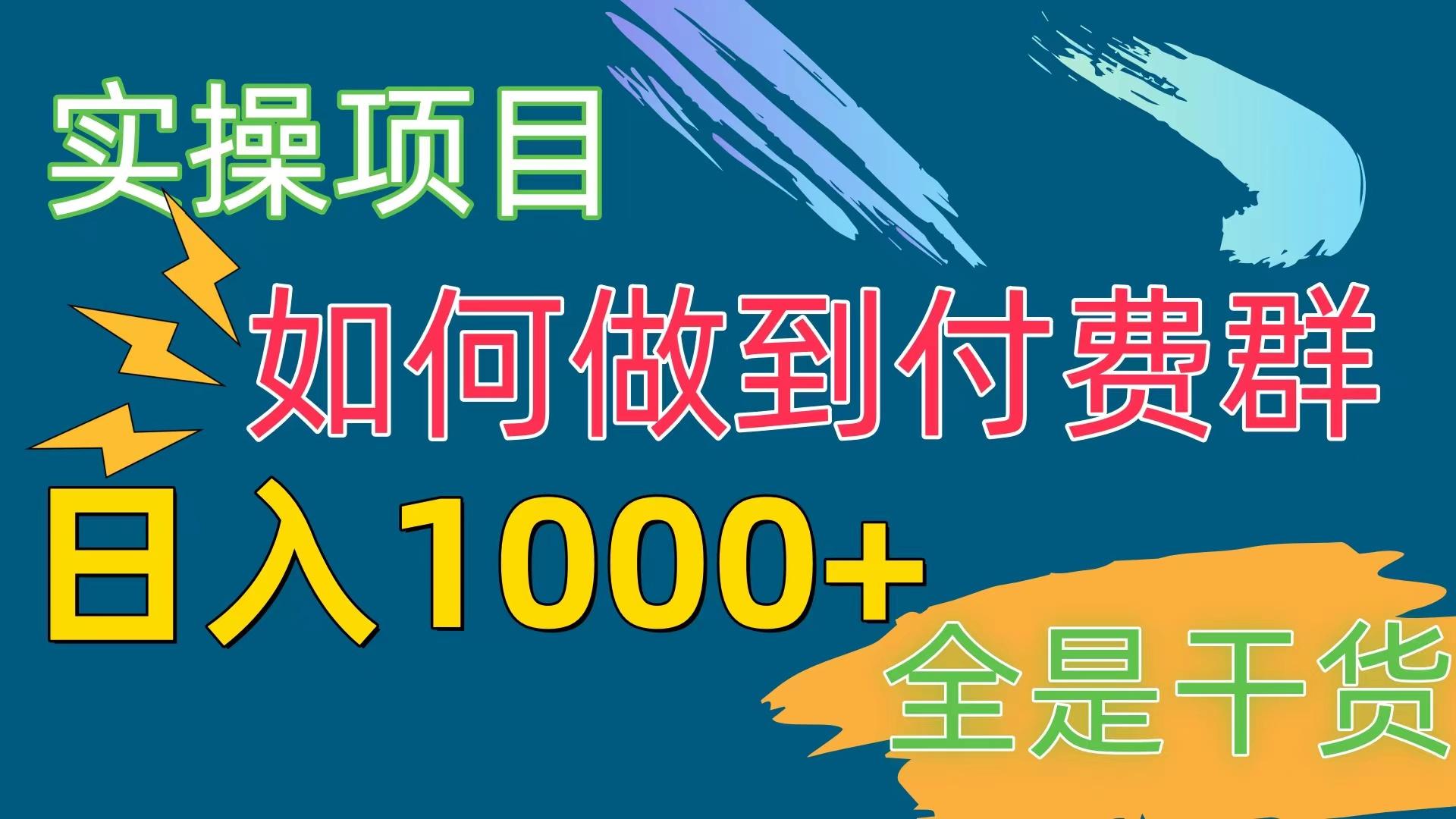[实操项目]付费群赛道，日入1000+-南友云赚