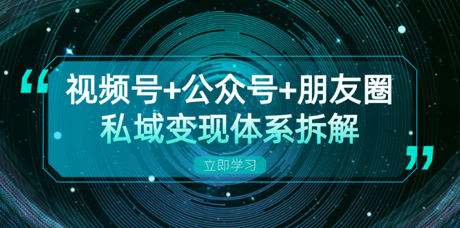 视频号+公众号+朋友圈私域变现体系拆解，全体平台流量枯竭下的应对策略-南友云赚