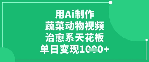 用Ai制作蔬菜动物视频，治愈系天花板，单日变现1k-南友云赚