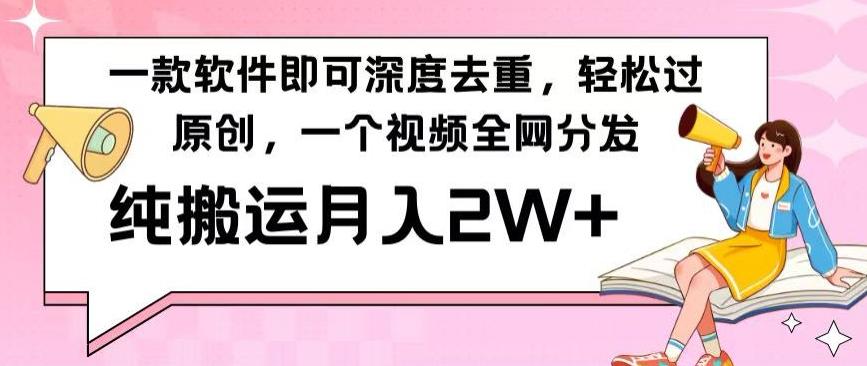一款软件深度去重，轻松过原创，一个视频全网分发，纯搬运月入2W+-南友云赚