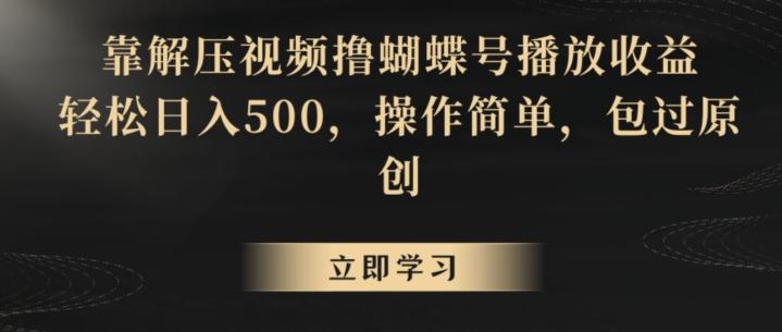 靠解压视频撸蝴蝶号播放收益，轻松日入500，操作简单，包过原创【揭秘】-南友云赚