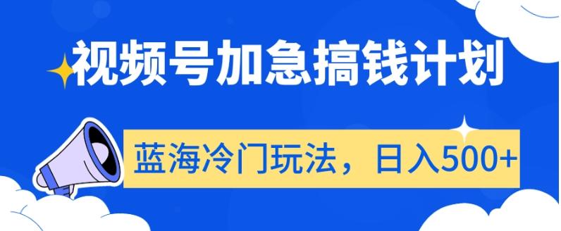 视频号加急搞钱计划，蓝海冷门玩法，日入500+【揭秘】-南友云赚