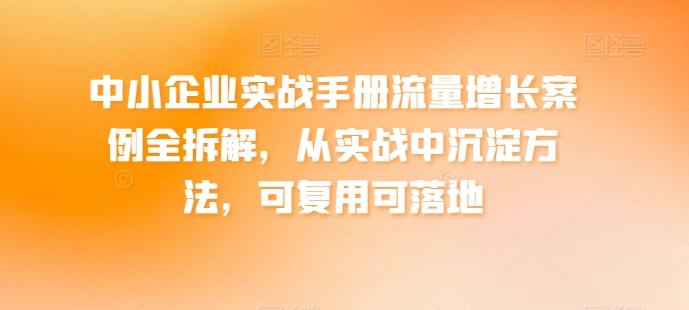 中小企业实战手册流量增长案例全拆解，从实战中沉淀方法，可复用可落地-南友云赚