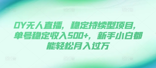 DY无人直播，稳定持续型项目，单号稳定收入500+，新手小白都能轻松月入过万【揭秘】-南友云赚