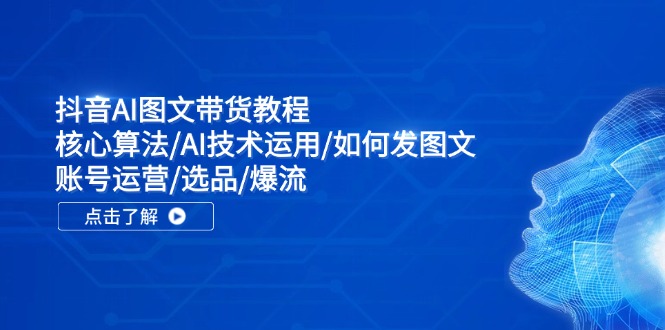抖音AI图文带货教程：核心算法/AI技术运用/如何发图文/账号运营/选品/爆流-南友云赚
